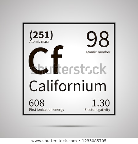 Foto stock: Californium Chemical Element With First Ionization Energy Atomic Mass And Electronegativity Values