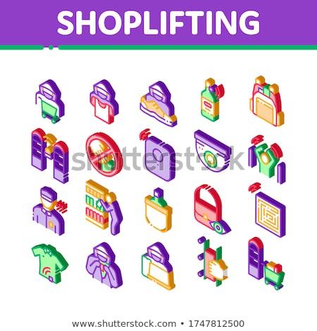 Shoplifting Isometric Icons Set Vector Foto stock © pikepicture