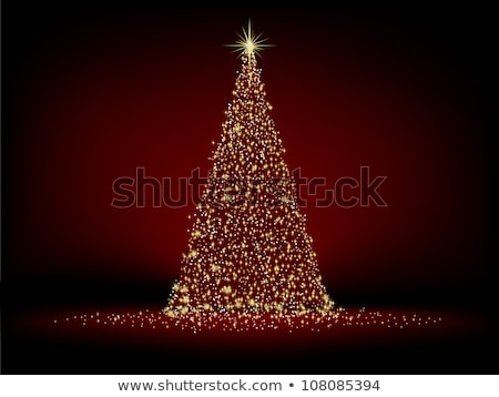 Stock fotó: Christmas Tree Illustration On Golden Eps 8