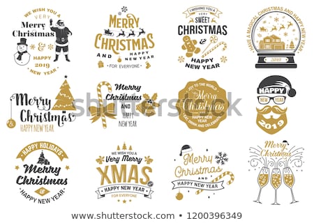 Stock fotó: Set Of Christmas Stamps And Labels