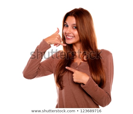 Stock photo: Pretty Young Woman Saying Call Me With Her Hands