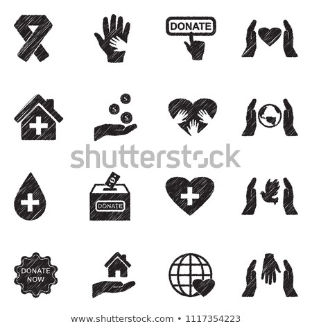 Foto stock: Hand Holding Money Icon Drawn In Chalk