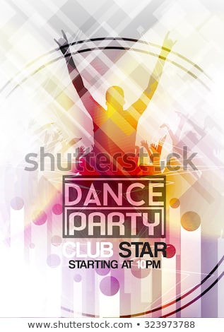 Stok fotoğraf: Club Disco Flyer Set With Music Elements And Space For Text