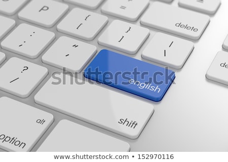 Stock foto: Keyboard With Blue Key - Learn English 3d