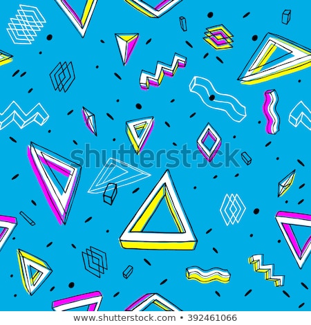 Foto stock: Seamless Abstract Geometric Pattern In Retro Memphis Style Scatteres Shapes Vector Background