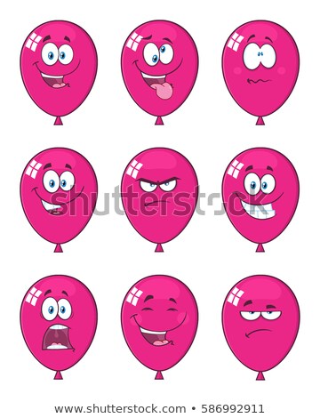 ストックフォト: Violet Balloons Cartoon Mascot Character With Expressions