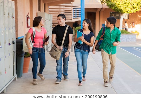 Сток-фото: High School Student Girl With Backpack Outdoors