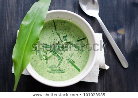 Stok fotoğraf: Fresh Wild Garlic Leaves In A Cup