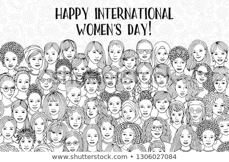 Stock fotó: Happy Womans Day Hand Drawn Cartoon Doodles Illustration Funny Holiday Design