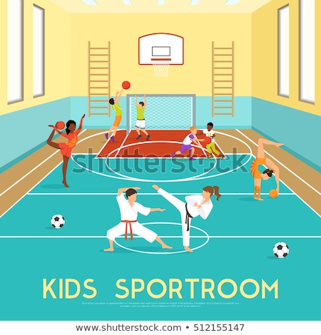 Stok fotoğraf: Boy Trains In Sports Hall