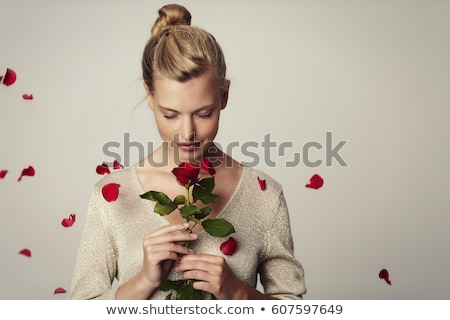 Foto stock: Woman And Red Rose