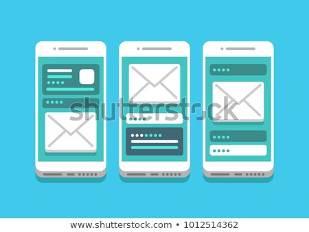 Stock fotó: Smartphone With White Envelope Isolated On Blue Background 3d Rendering