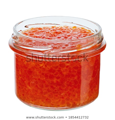 Stok fotoğraf: Spoon Of Red Salmon Caviar Paths