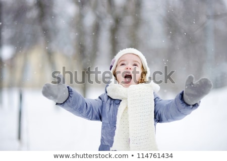 Stok fotoğraf: A Cute Nice Family Portrait In Winter Season Outside