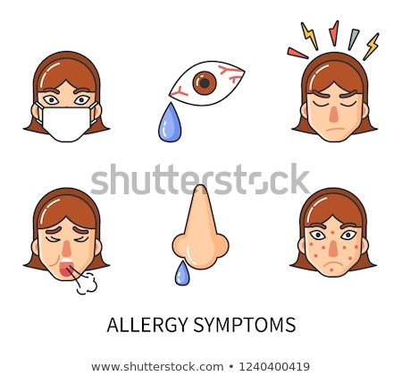 Stock fotó: Allergy Symptoms Of Girl Ill Lady Coughing Icon