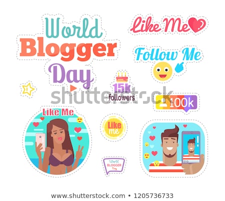 [[stock_photo]]: World Blogger Day Cake With Candles Set Vector