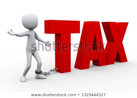 Stok fotoğraf: 3d Man Chain Link Tied With Text Word Tax