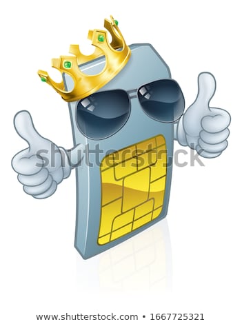 Zdjęcia stock: Sim Card Cool King Cool Mobile Phone Cartoon