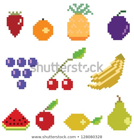 Stockfoto: Banana Pixel Art 8 Bit Video Game Fruit Icon