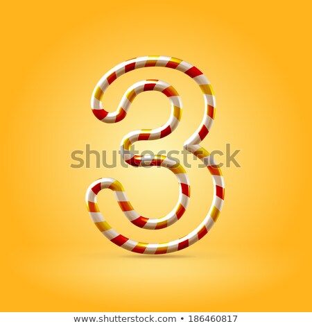 Сток-фото: Yellow Outlined Font Number 3 Three 3d