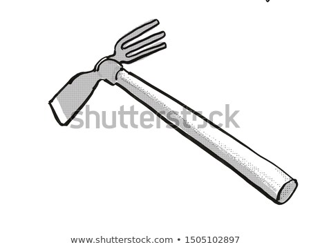 Foto stock: Japanese Cuttle Fish Hoe Garden Tool Cartoon Retro Drawing