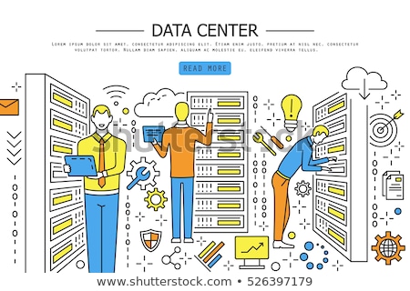 Foto d'archivio: Man Working In Database Center Worker Vector