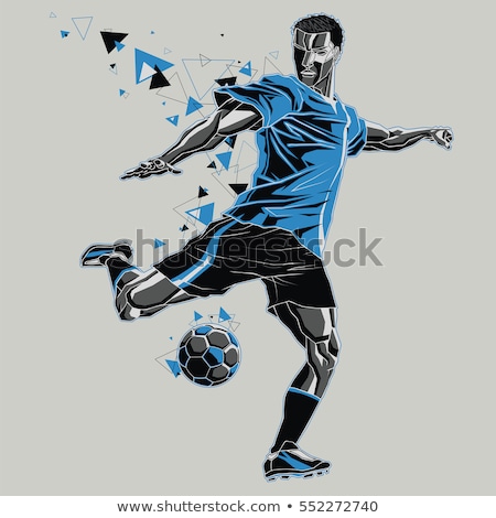 Stock fotó: Football Player In Blue Kicking