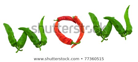 Wow-tekst samengesteld uit groene paprika's Stockfoto © Lizard