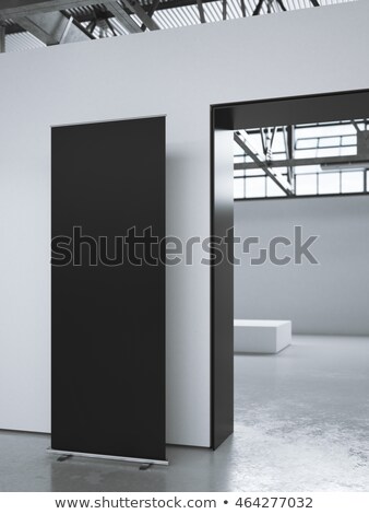 Foto d'archivio: Black Roll Up Banner In Modern Gallery 3d Rendering