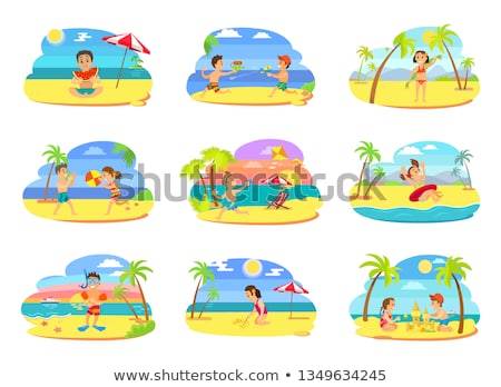 Stockfoto: Water Fight Of Boys On Summer Vacations Vector