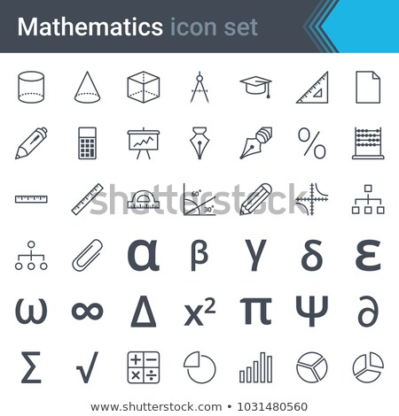 Stock fotó: Mathematics Line Icon Set - Abacus Ruler Calculator Chart Pi Triangle Sinusoid