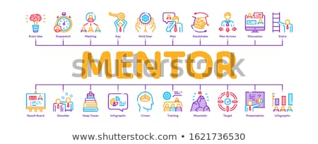 Stock foto: Mentor Relationship Minimal Infographic Banner Vector