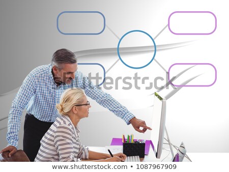 [[stock_photo]]: 3d Woman Standing On Flow Chart Concept