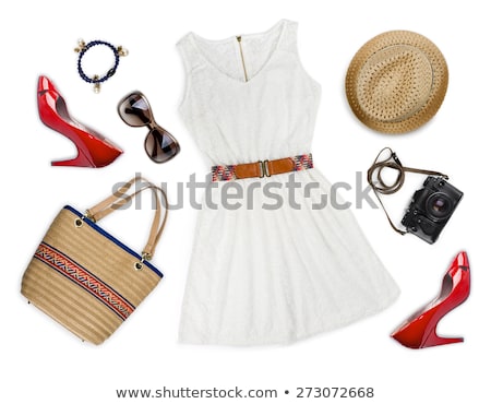 Stock fotó: Set Of Woman Accessories Isolated On White