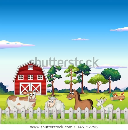 Stock photo: Goat By The Red Barn