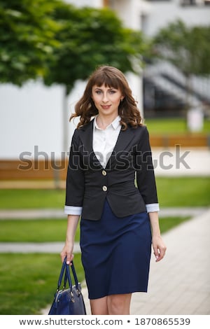 Stock photo: Young Pretty Cool Fashion Business Lady Wearing Black Suit And O