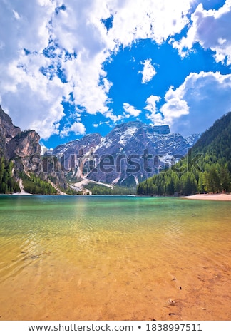 Foto stock: Braies Lake In Dolomiti Region Italy