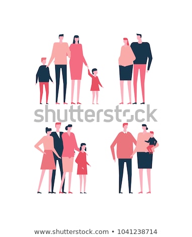 Foto stock: Family - Colored Modern Flat Illustration Composition