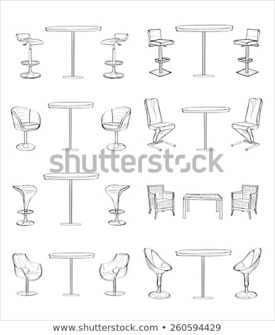 Stockfoto: Sketch Of Bar Chairs High Chair Isolated On White Background Vector