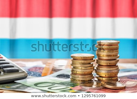 Stock fotó: Euro Banknotes And Coins In Front Of The National Flag Of Italy