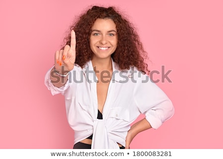 ストックフォト: Happy Young Woman Posing Isolated Over Pink Wall Background Holding Cotton Disk