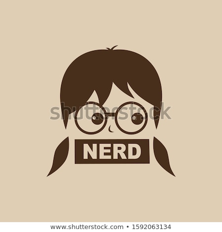 Foto d'archivio: Nerd Geek Girl Cartoon Character Sign Logo Vector