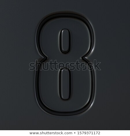 Stock fotó: Black Engraved Font Number 8 Eight 3d