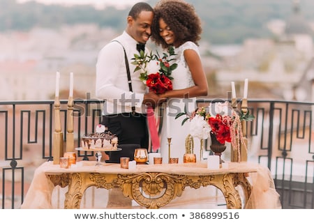 Stock fotó: Young Couple Of Spouses A Bride And Groom A Husband And Wife Boyfriend And Girlfriend Spend Time