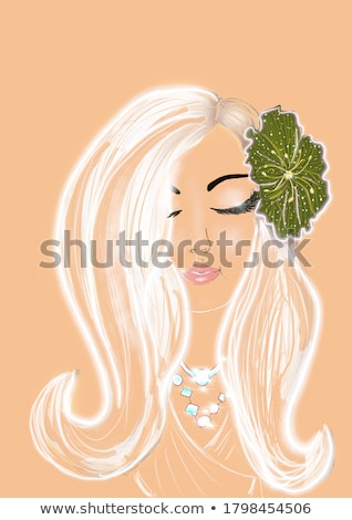 Stock foto: Portrait Girl Blonde With Flowers In Her Hair