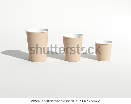 Stockfoto: Brown Paper Cups On Bright Floor 3d Rendering