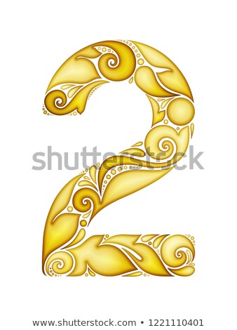 Foto stock: Colored Decorative Number Two Doodle Design Element