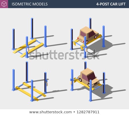 Stock foto: Four Post Car Lift Auto Service Equipment Concept