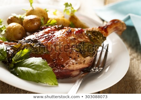 Stock fotó: Roast Duck Leg And Onion