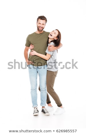 [[stock_photo]]: Eureux · jeune · couple · isolé · sur · fond · blanc